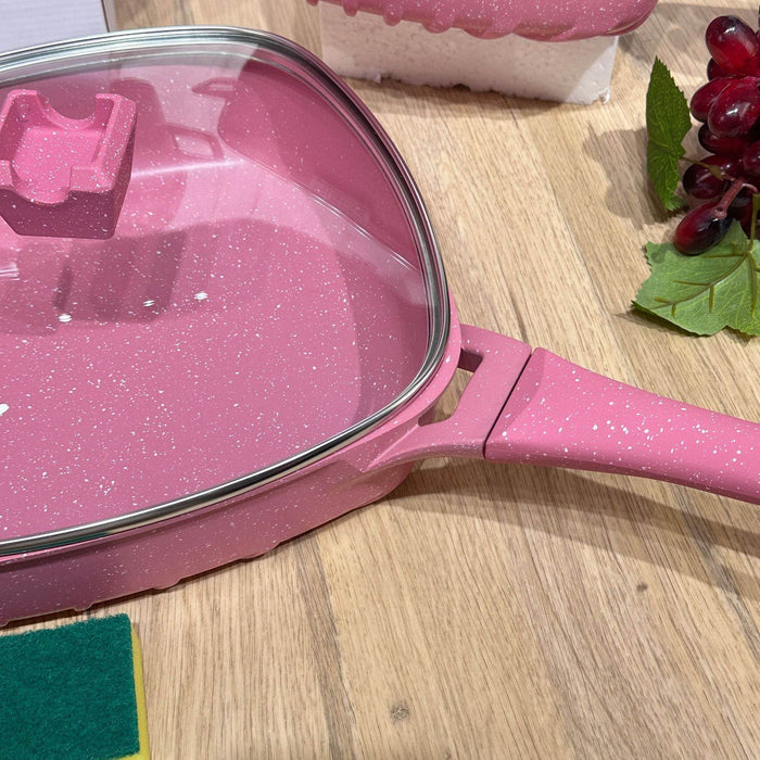 25-Piece Premium Non-Stick Medical Stone Cookware Set in Black and Pink - Dio Kollections