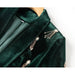 Velvet Beaded Fashion Suit Green Fruit Collar Suit Jacket Lace-up Elastic Wide Leg Pants Two-piece Set - Dio Kollections