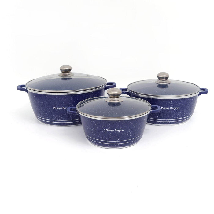 Barley Rice Stone Non-Stick Cooking Set - 6 Piece Pots with Glass Lids - Dio Kollections