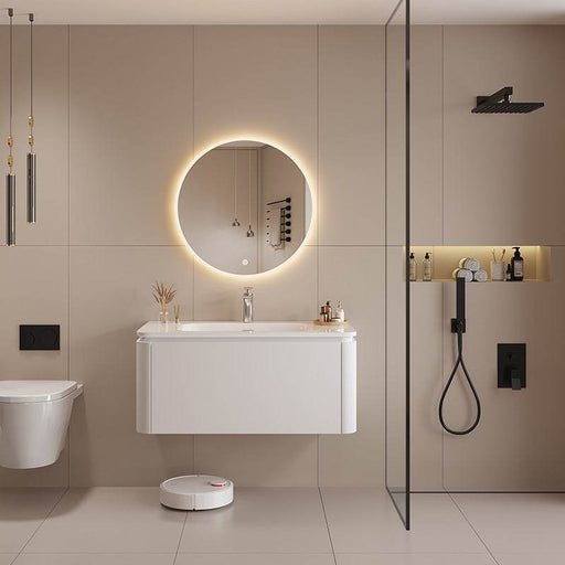 Cream Style Bathroom Cabinet Ceramic Integrated Basin Multi-Layer Toiletry Makeup Cabinet - Dio Kollections