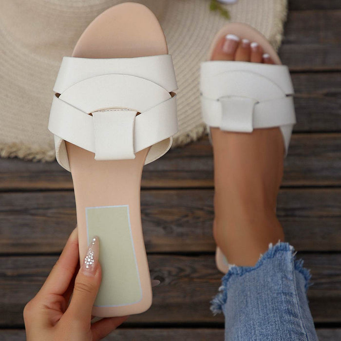 Plus Size Slippers 2025 Summer Versatile Style Cross Flat Slippers Size 35-43 - Dio Kollections