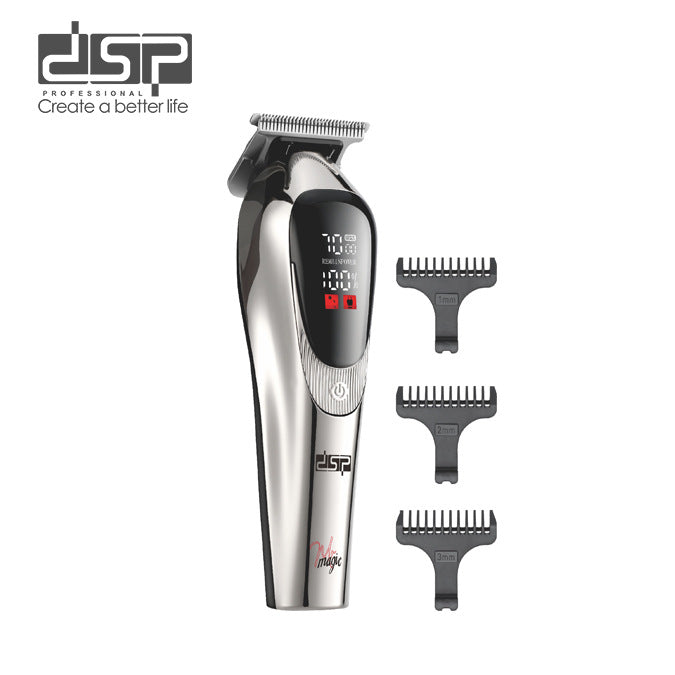 Hair trimmer set with attachments on a white background, featuring the DSP brand.