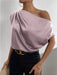 Satin Imitation Silk Irregular Shoulder Sleeveless Pullover Shirt for Women - Dio Kollections