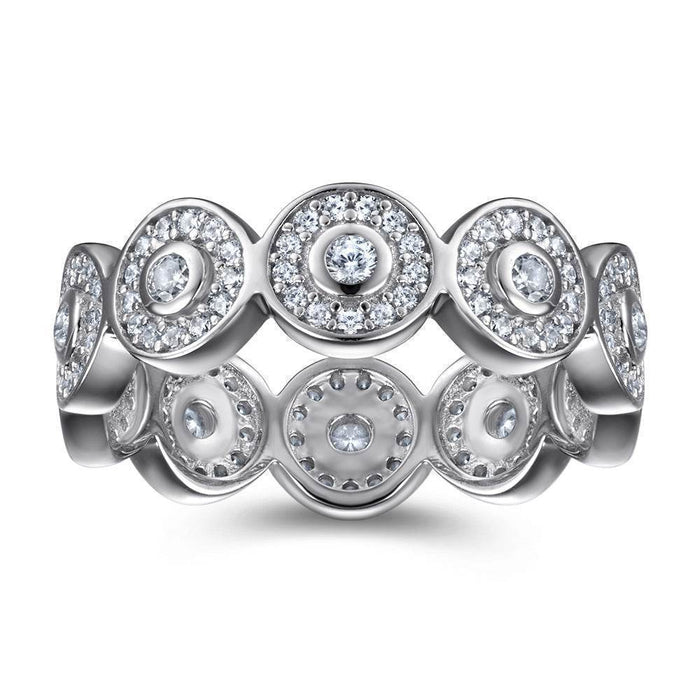 S925 Silver Women's Sterling Row Ring Same Row Diamond Zircon Women's Silver Ring Z+2 1/2 - Dio Kollections