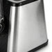 Close-up of a stainless steel coffee maker on a white background