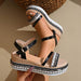 36-42 Sandals One-Strap Thick Sole Buckle Wedge Women's Glossy - Dio Kollections