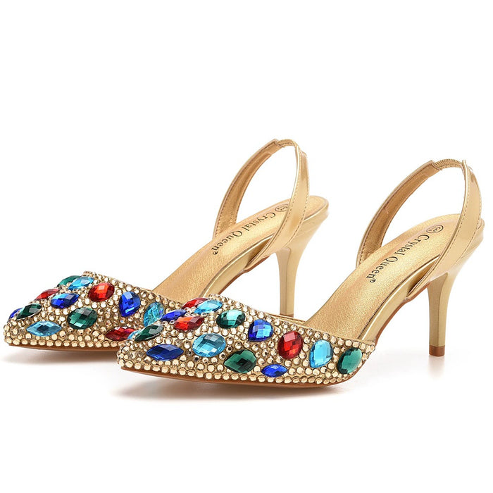 Dio Women's Rhinestone Elegant Pointed 10CM High Heel Wedding Bridal Shoes - Dio Kollections