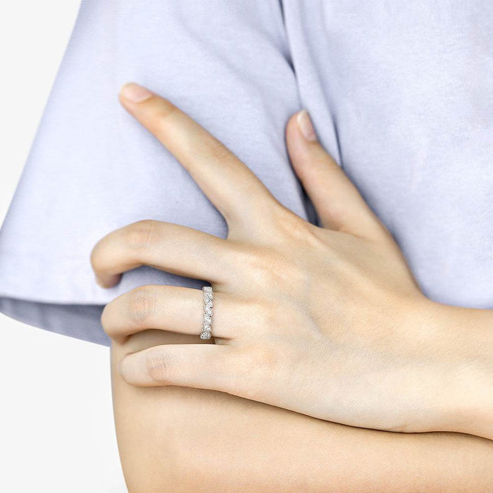 S925 Silver Women's Sterling Row Ring Same Row Diamond Zircon Women's Silver Ring Z+2 1/2 - Dio Kollections