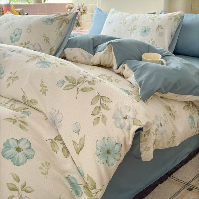 Four-Piece Cotton Double-Layer Gauze Set Bed Sheet Quilt Cover Washed Cotton Double-Layer Gauze Set - Dio Kollections