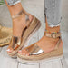 36-42 Sandals One-Strap Thick Sole Buckle Wedge Women's Glossy - Dio Kollections