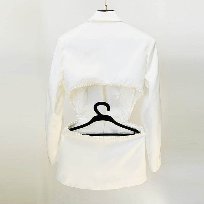 Three-Dimensional Flower Pearl Sequined Mesh Trousers Suit - Dio Kollections