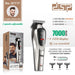 Hair trimmer with packaging and specifications on a white background