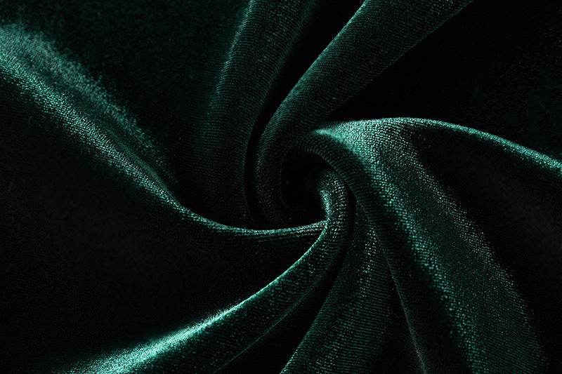 Velvet Beaded Fashion Suit Green Fruit Collar Suit Jacket Lace-up Elastic Wide Leg Pants Two-piece Set - Dio Kollections