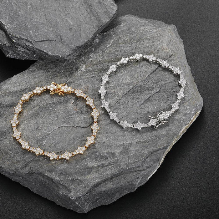 Floral Mixed Set Unisex Tennis Bracelet in Gold and Silver - Dio Kollections