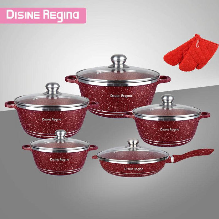 Disine Regina 12-Piece Korean Style Non-Stick Aluminum Cookware Set - Dio Kollections
