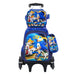 Backpack with wheels and character design on a white background