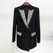 Handmade Elegant Mid-Length Black Beaded Blazer for Women - Dio Kollections