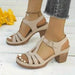 Summer New Solid Color Fish Mouth Thick Heel One-Way Buckle Strap High Heel Sandals - Dio Kollections
