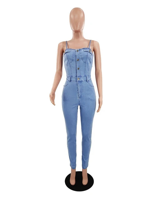 Dio Summer Blue Denim Backless Jumpsuit - Dio Kollections