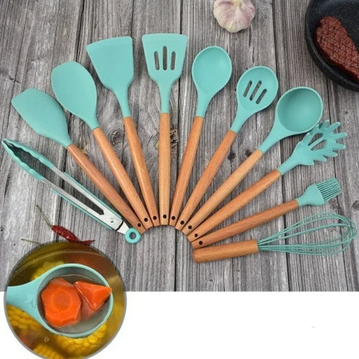 Dio 11pc Eco-Friendly Wooden Handle Silicone Utensil Set - Dio Kollections