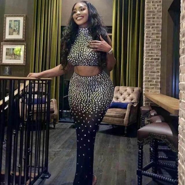 Dio Luxury Diamond Crystal 2 Piece Top And Skirt Stage Dress. — Dio  Kollections