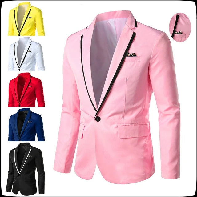 Dio One Button Blazer Men's Slim Jacket Business Casual Wedding Groom Suit - Dio Kollections