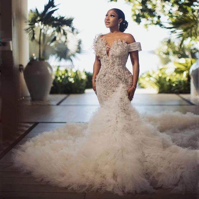 plus size off the shoulder mermaid wedding dress Plus Size Corset Lace Off Shoulder Mermaid Wedding Dress