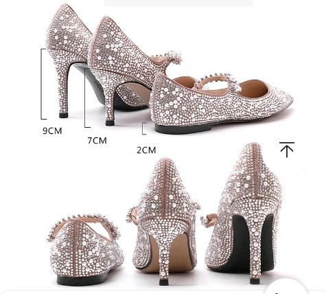 Dio Women's Luxury Pearl Crystal Banquet Stiletto Pumps Rhinestones Pointed Toe High Heels Party Bridesmaid Bride Wedding Shoes - Dio Kollections