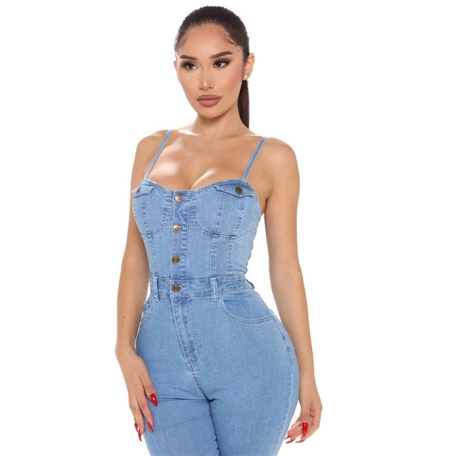 Dio Summer Blue Denim Backless Jumpsuit - Dio Kollections