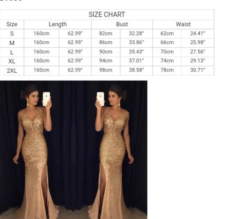 Dio Women Bling V Neck Mermaid Split Long Dress Party Dress Evening Dress - Dio Kollections