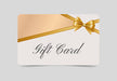 Gift card with a gold bow on a light gray background